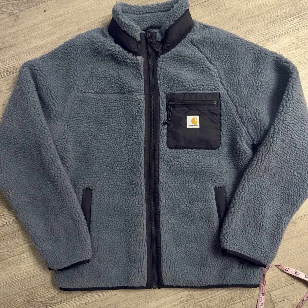 Carhartt WIP Prentis Fleece Liner Sherpa Jacket Men Size Large Blue Gray Citadel